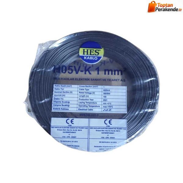 Hes Nyaf Kablo 1 mm² Siyah ( H05v-K )